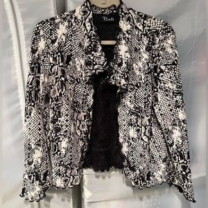 Snake print sweater jacket.